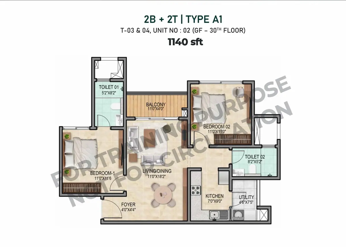 The Prestige City Final Chapter 2 BHK Floor Plan