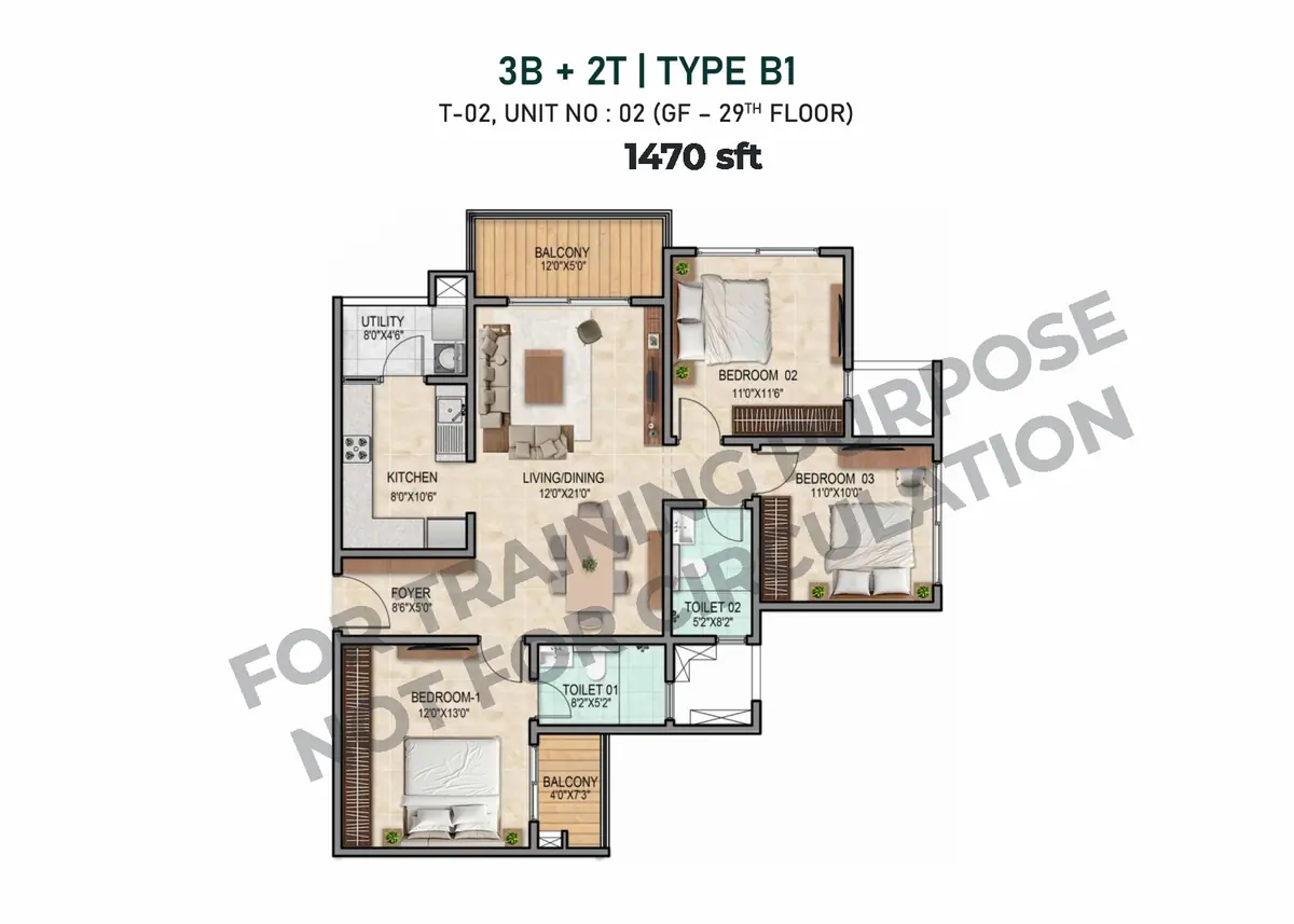 The Prestige City Final Chapter 3 BHK 2T Floor Plan